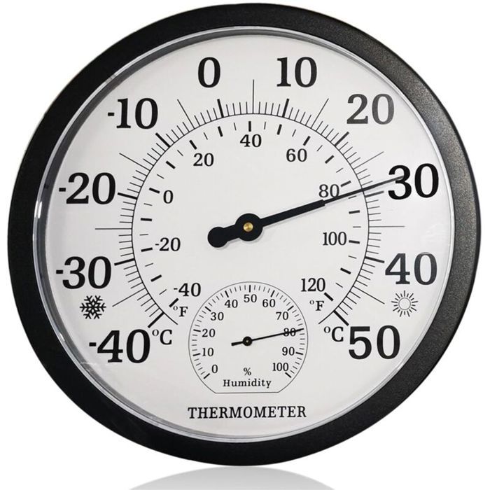 Grand thermomètre 2 en 1 pour lintérieur et extérieurAnalogique254 cmAvec hygromètreAccessoire de haute qualité durab
