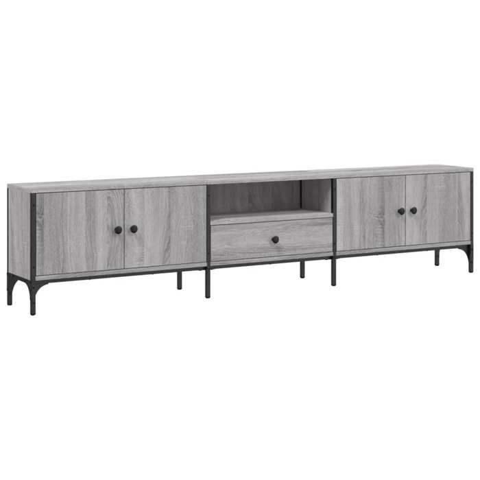 Meuble TV - vidaXL - meuble multimédia - bois dingénierie - sonoma gris - 200 x 25 x 44 cm - 20 étagères - avec portes{vot17l}