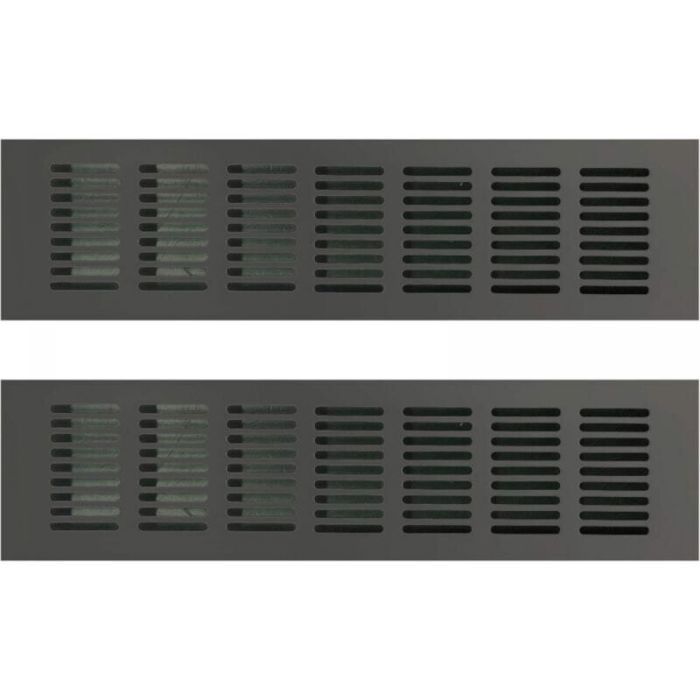 Grille daération rectangulaire - PZCC - 80 x 400 mm - Noir - Lot 2 pièces - Pour armoires et penderies