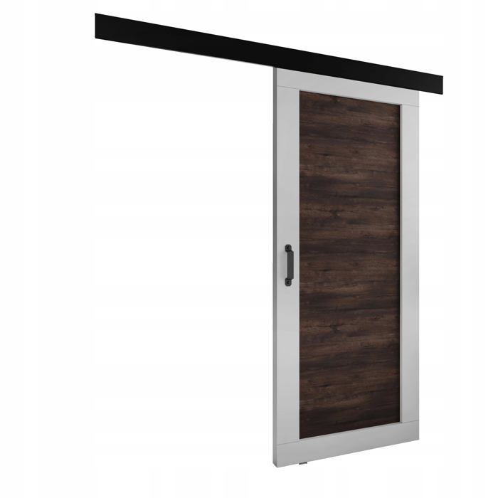 KIER FURNITURE Porte Coulissante Intérieur avec Rail PALADIO - 86x205 cm - Porte Intérieure Chambre - Blanc & Frêne