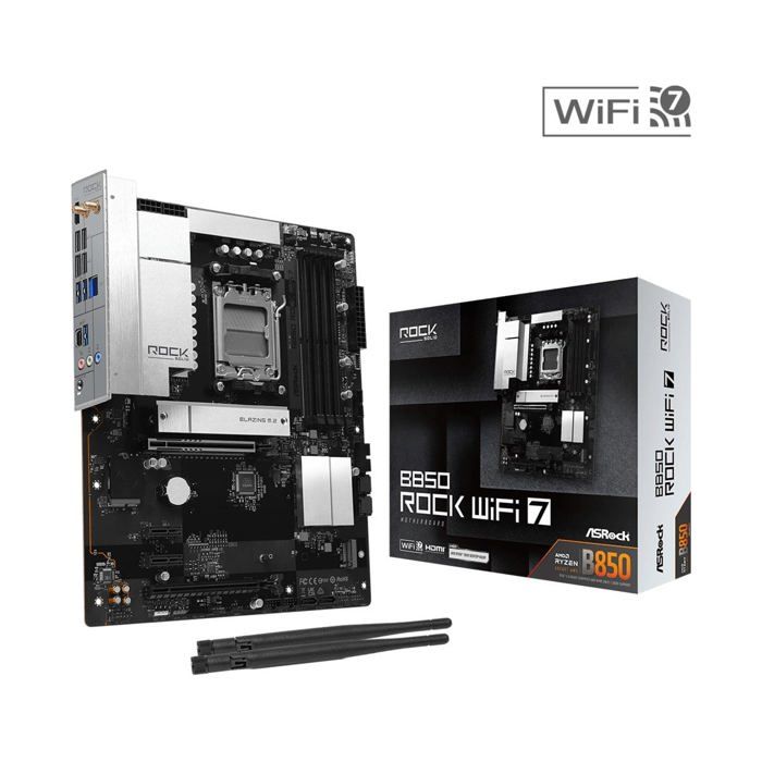 Carte mère ATX Wi‑Fi 7 - ASROCK - B850 Rock WiFi 7 - Socket AM5 - Chipset AMD B850 - DDR5 jusquà 256 Go (8000 OC)