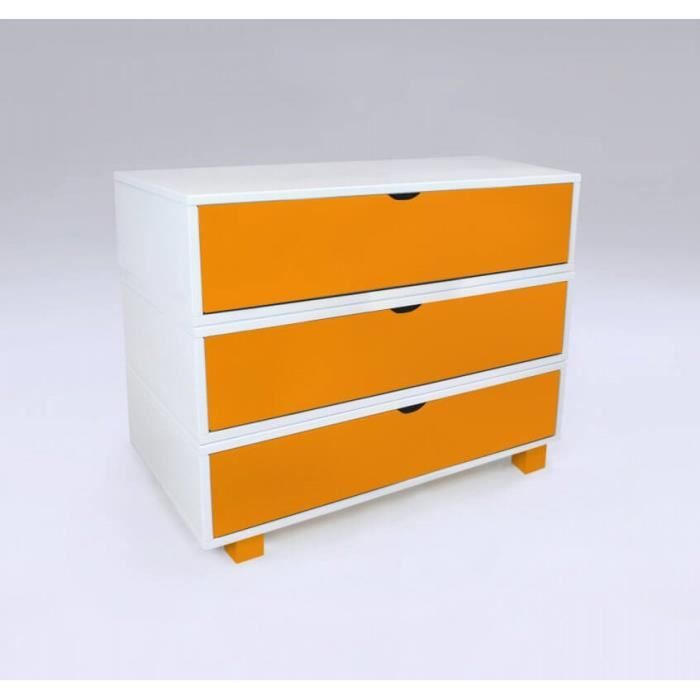 abc meubles - commode cube 3 tiroirs - (orange)