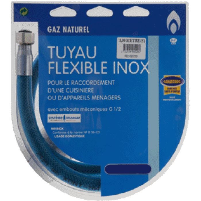 Tuyau / Flexible Gaz inox 1 mètre - Addax