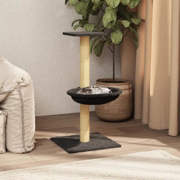 Meilleurs prix pour Arbre à chat - ALOMEJOR - 74 cm - Gris foncé - Griffoir en sisal - Plateforme et hamac