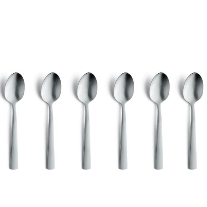 Ensemble 6 Cuillères à Café Avec Support Cygne - Acier Inoxydable - Finition Blanc Et Or - Pour Café, Dessert, Décoration