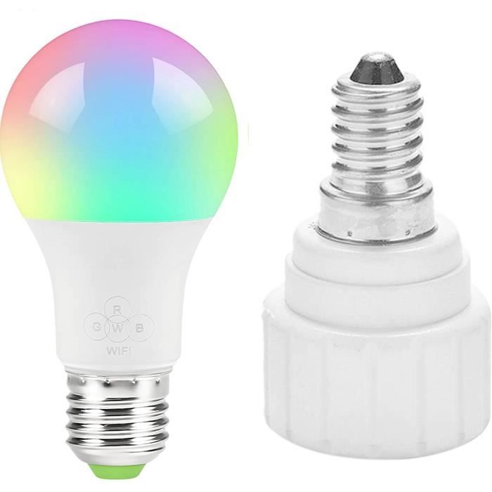 Lot de 4 ampoules connectées WiFi à intensité variable 7 W Google Home et IFTTT ampoule E27 multicolore compatible avec Alexa équivalent 60 W télécommande 