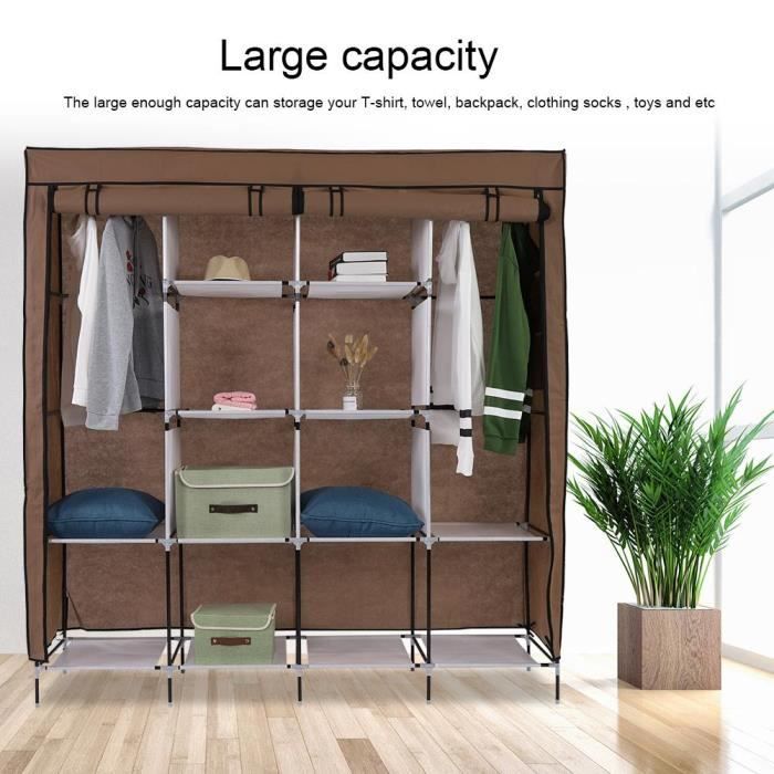 Armoire De Rangement Penderie Dressing En Toile Non Tissee Cafe