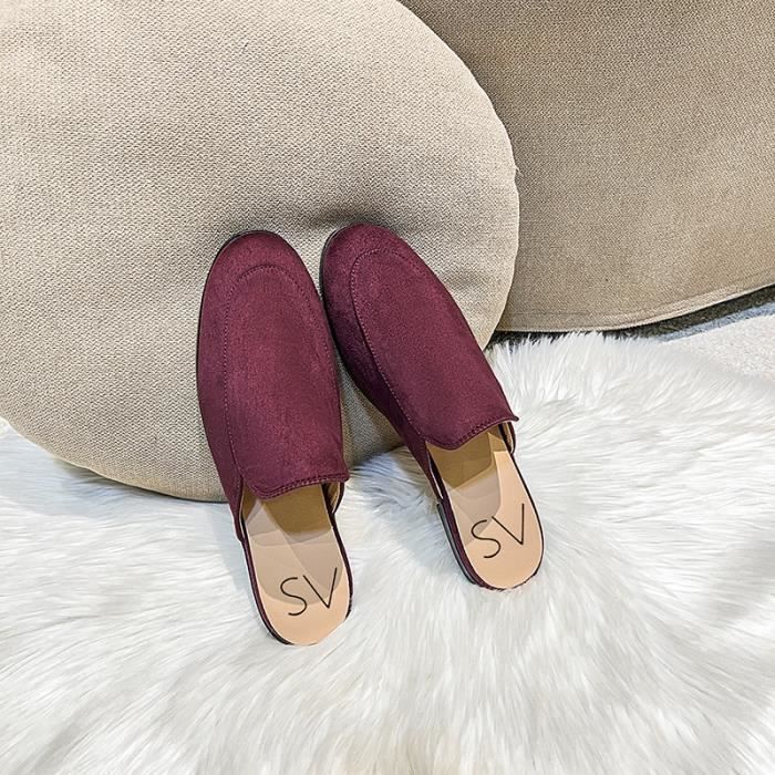Baie violet Pour43 Baotou Demi pantoufles t pour femmes