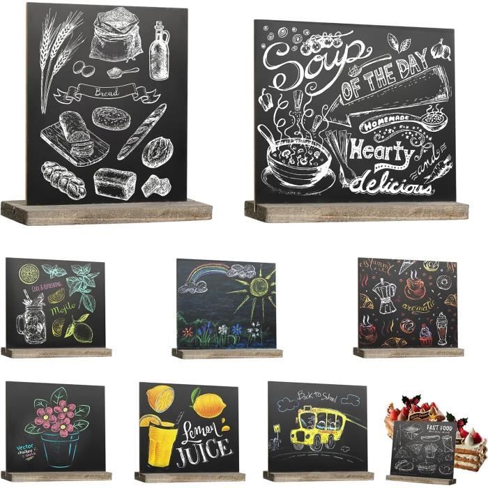 Lot De 20 Mini Tableaux Noirs En Bois - 10x7.5 Cm - Pour Numéros De Table, Messages, Déco