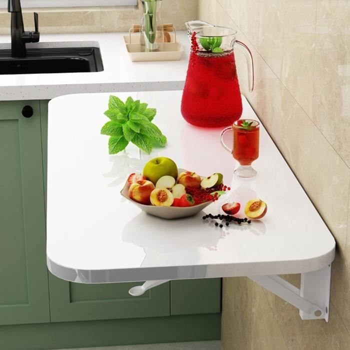 Table Murale Pliable En Bois 60x30cm - Table De Balcon, Cuisine, Bureau - Support 40 Kg