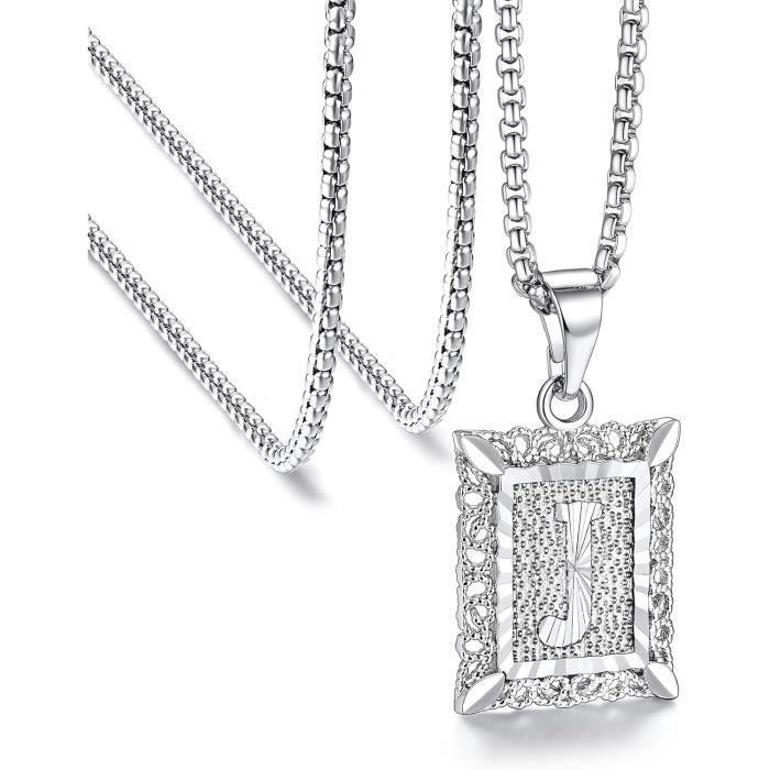 Collier Initiale A-Z En Acier Inoxydable - Chaîne Cubaine 6mm, Longueur Réglable, Cadeau Personnalisé | Bijou Homme Femme