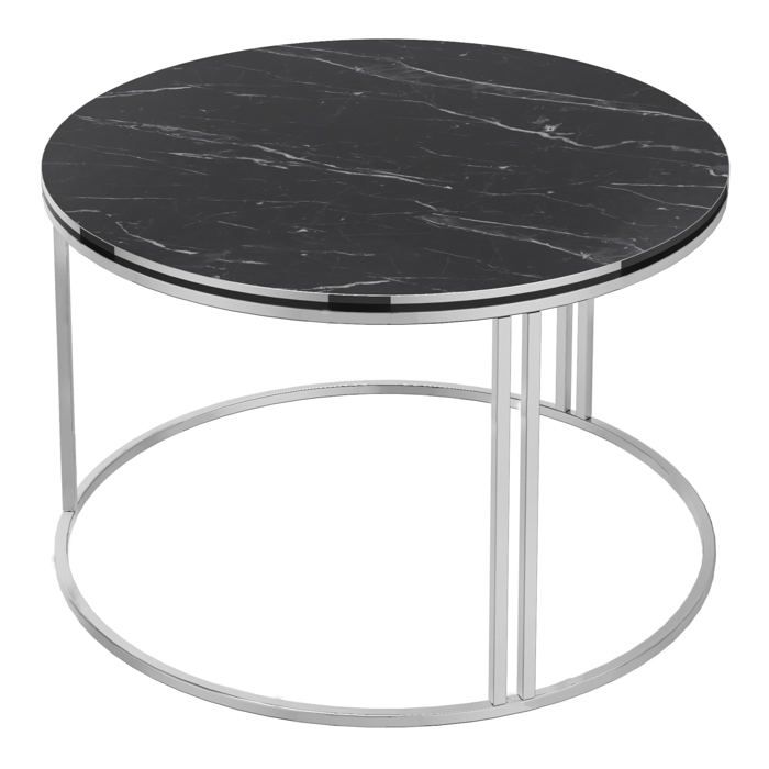 Table basse ronde 50 x 80 cm marbre noir argent 03_0008425 Table basse ronde 50 x 80 cm marbre noir argent 03_0008425