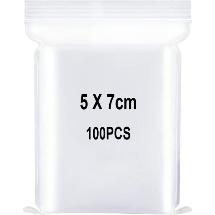 100 Sacs Transparents Refermables - 50x38 Mm, épaisseur 2 Mil