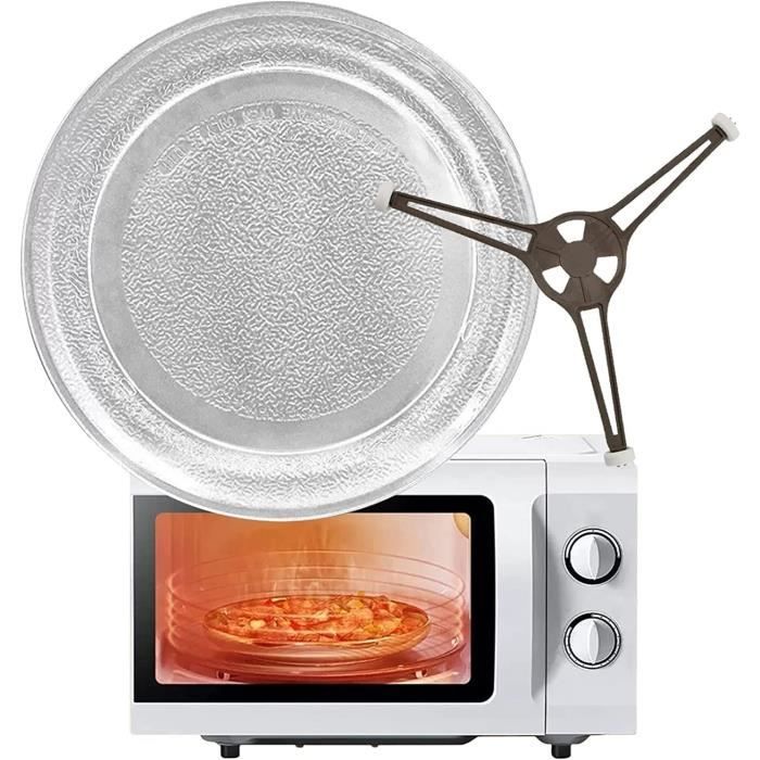 Assiette Tournante Verre Micro-ondes 24,5 Cm - Plateau Rotatif Avec 3 Fixateurs - Rechange Universel