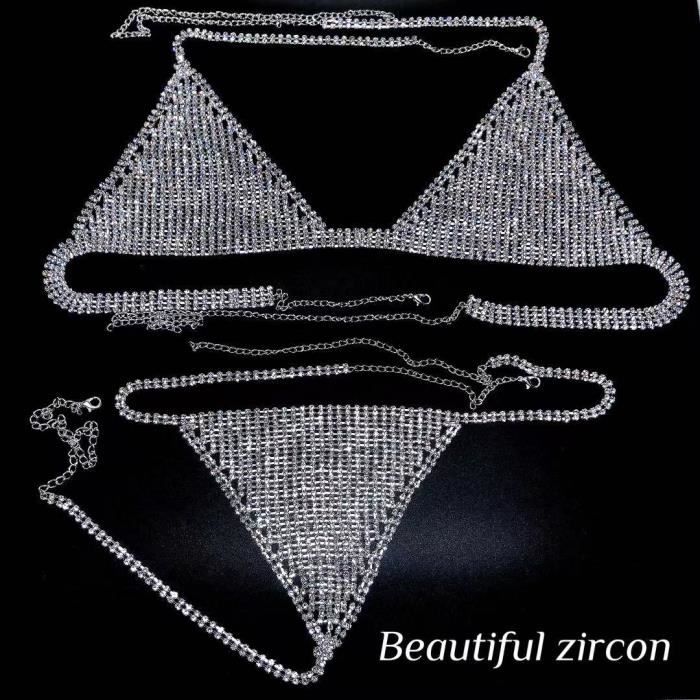 Soutien gorge et string en strass brillant pour femmes chaine de cristal charmant bikini sexy sous vetements bijoux CD3C6AB Cdiscount