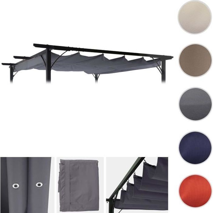 Toile de rechange pour pergola 3 5x3 5m hwc c42 toit ouvrant gris