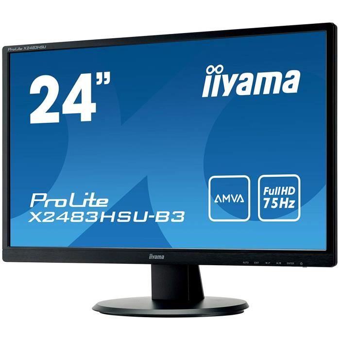 Vente Ecran PC Iiyama X2483HSU-B3 Ecran PC LED 24" 1920X1080 Pixels Full HD 10 ms Noir pas cher Vente Ecran PC Iiyama X2483HSU-B3 Ecran PC LED 24" 1920X1080 Pixels Full HD 10 ms Noir pas cher