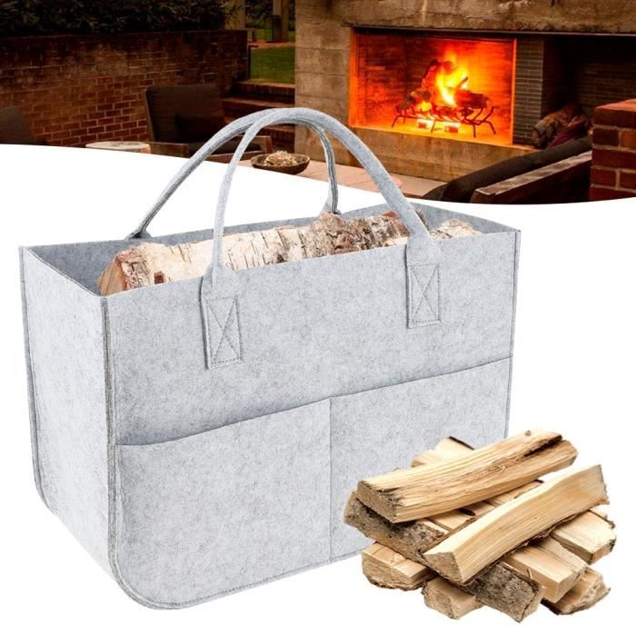 Sac Shopping Feutre Gris Grand Sac Feutre pour Bois de Chauffage Panier à  Bois de Chauffage 