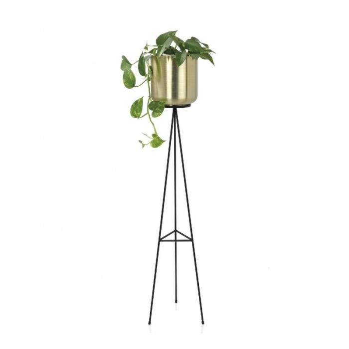 cache pot sur pied en metal noir et laiton dore hauteur 120cm 0 000000 cdiscount jardin