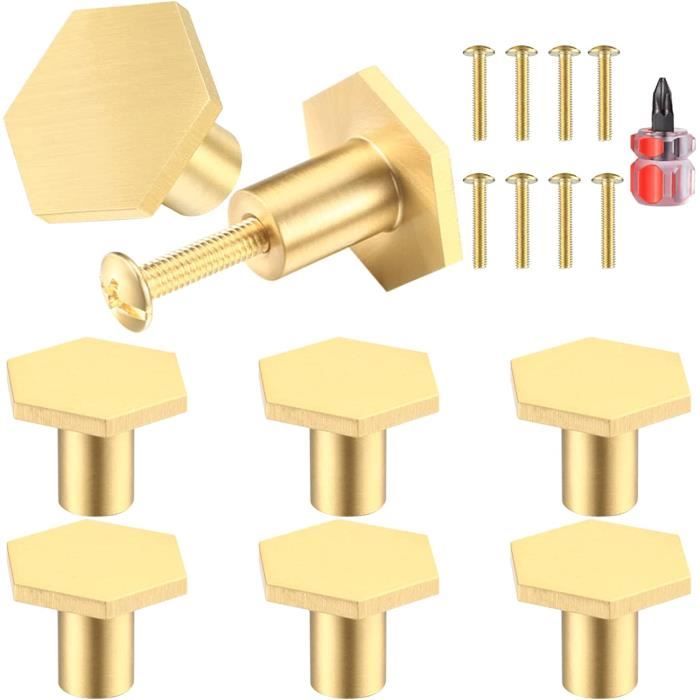 Lot De 5 Poignées Boutons En Bois Avec Bagues Laiton - Pour Porte Communication Carré 7 - Occasion