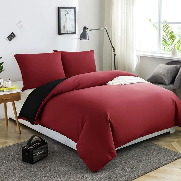Housse De Couette Bicolore 220x240 Cm 2 Taies Cdiscount