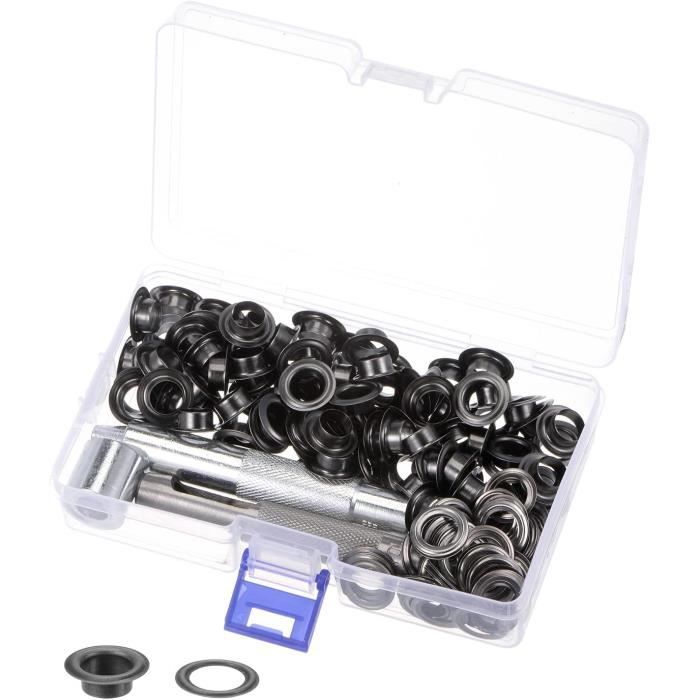 100 Set Kit de Grommets Eyeletspour le cuir 6mm avec 3PCS Pince a