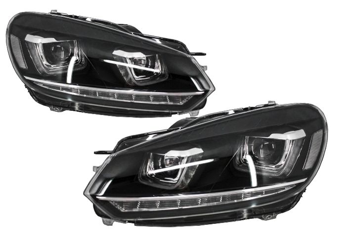 Phares Pour VW Golf 6 VI 08-13 LED 3D DRL U-Golf 7 Look Lumière