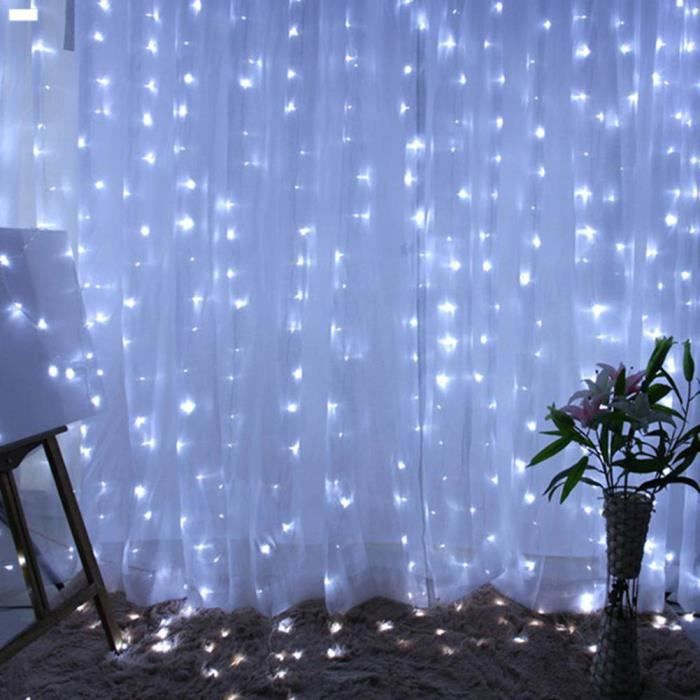Tbest Guirlande lumineuse 3x3m 300LED unique fonction USB fil de cuivre chaîne lumière noël ciel étoilé rideau lampe pour la