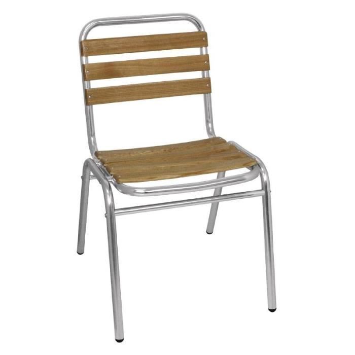 Chaises bistro frêne et aluminium Bolero - Lot de 4