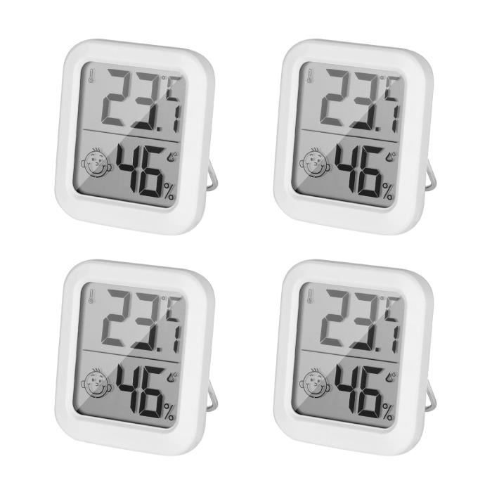 Kit De 4 Thermomètres-Hygromètres Numériques LCD - Pour Intérieur, Bureau, Cave à Vin