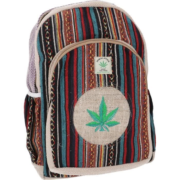 Sac à Dos Ethno En Chanvre Guru-Shop - Sac Sport Gym 40x33 Cm, Style Naturel Et Confortable