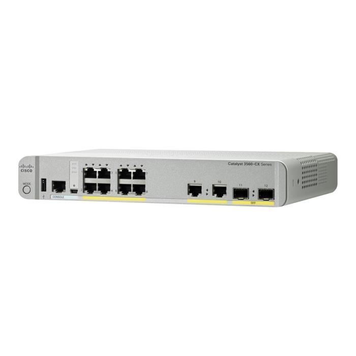 Cisco Catalyst 3560CX-8PC-S - Commutateur - Géré - 8 x 10-100-1000 (PoE+) + 2 x SFP Gigabit combiné - Ordinateur de bureau