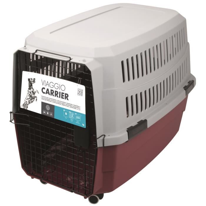 Meilleurs prix pour M-PETS Caisse de transport Viaggio Carrier XL - 91,5x61x66cm - Bordeaux et gris - Pour chien