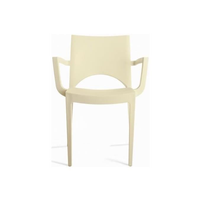 chaise design - declikdeco - palermo - plastique - résine - blanc - 1 place - avec accoudoirs - ivoire