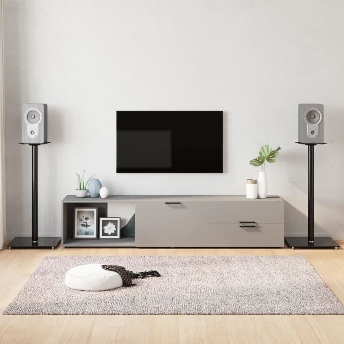 Supports Enceintes Cubiques Chêne Noir - 30x30x40 Cm - Bois Massif - Pour Salon Et Home Cinéma