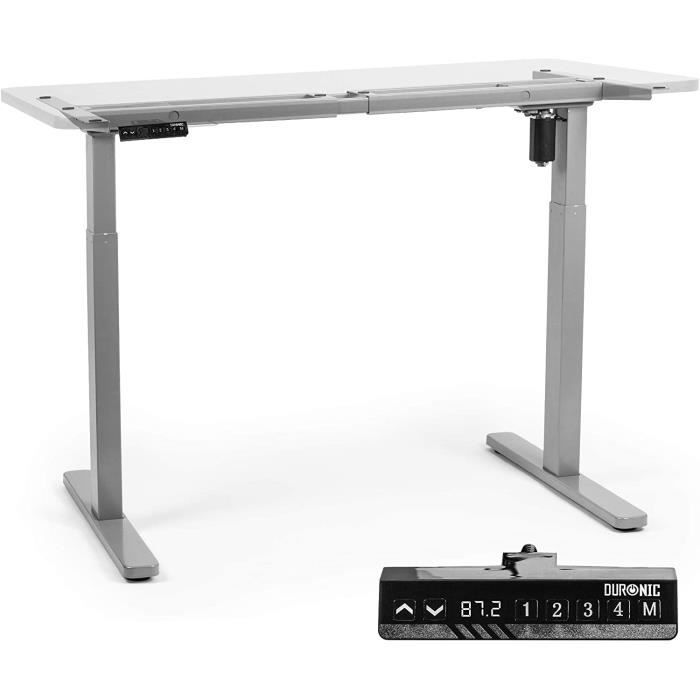 bureau assis-debout électrique duronic tm12 gy - gris - max 80 kg - plateau disponible séparément