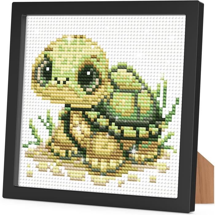 Kit Peinture Diamant Tortue Pour Enfants - Cadre Bois Inclus, Loisir Créatif 5D