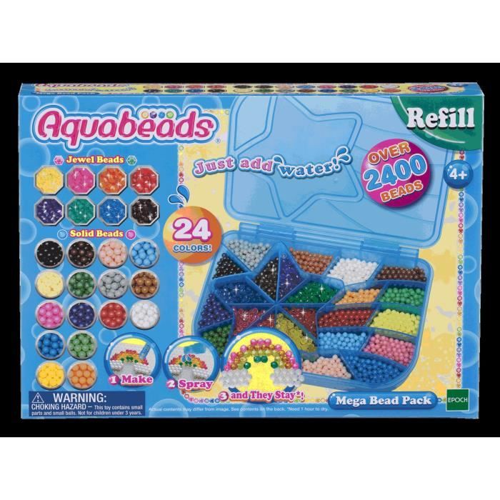 AQUABEADS - Mega Pack 2400 Perles - 24 couleurs - Enfant