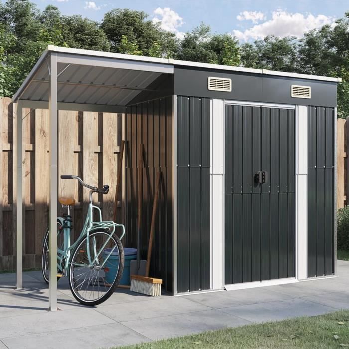 Abri de jardin - ESTINK - 277x1105x181 cm - Acier galvanisé - Toit prolongé - Anthracite