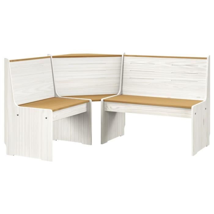 Banc dangle - ESTINK - 151 cm - Bois de pin massif - Couleur marron miel et blanc - Pour salon