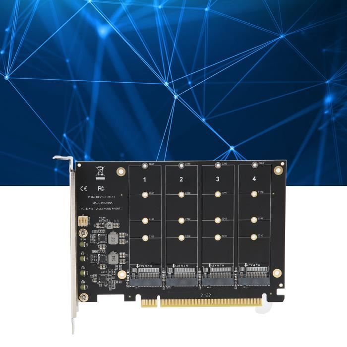 Carte Adaptateur 4x M.2 NVMe Vers PCIe X16 - 4 Baies 32Gbps Pleine Vitesse