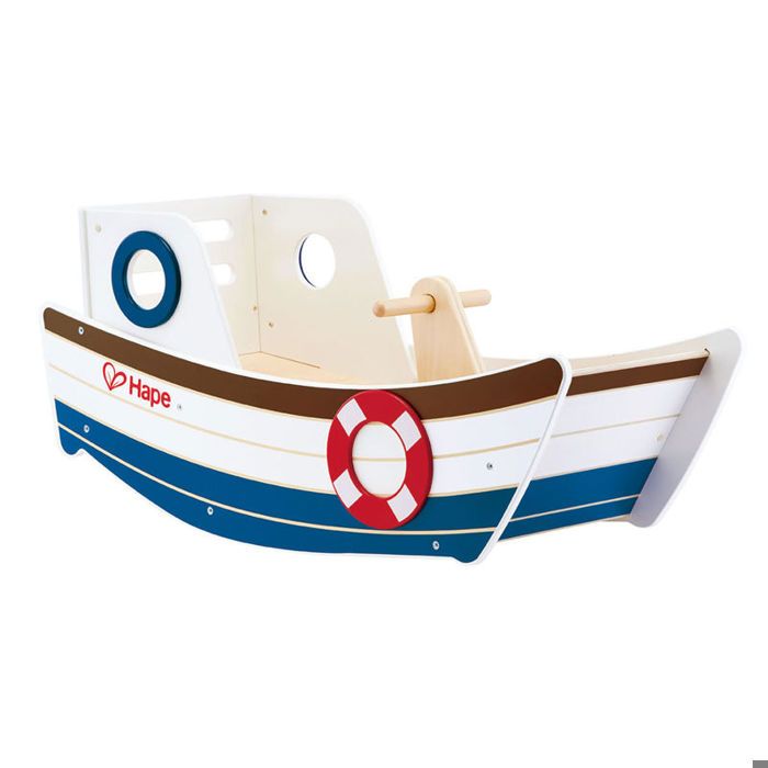 Bateau à bascule en bois HAPE Poids max. 50 kg 81,4 x 30 x 36,6 cm Pour enfants dès 12 Bateau à bascule en bois HAPE Poids max. 50 kg 81,4 x 30 x 36,6 cm Pour enfants dès 12