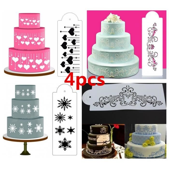 Princesse 4pcs Dentelle Gateau Pochoir Gateau Artisanat Pochoirs Gateau Frontiere Pochoirs Ensemble Decoration Gateau Stencil Cdiscount Maison