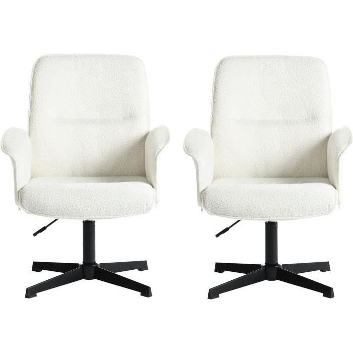 Chaise De Bureau Ergonomique Sans Roulettes - Hauteur Réglable 40-52 Cm, Velours Côtelé, Accoudoirs, Support 120 Kg, Jaune