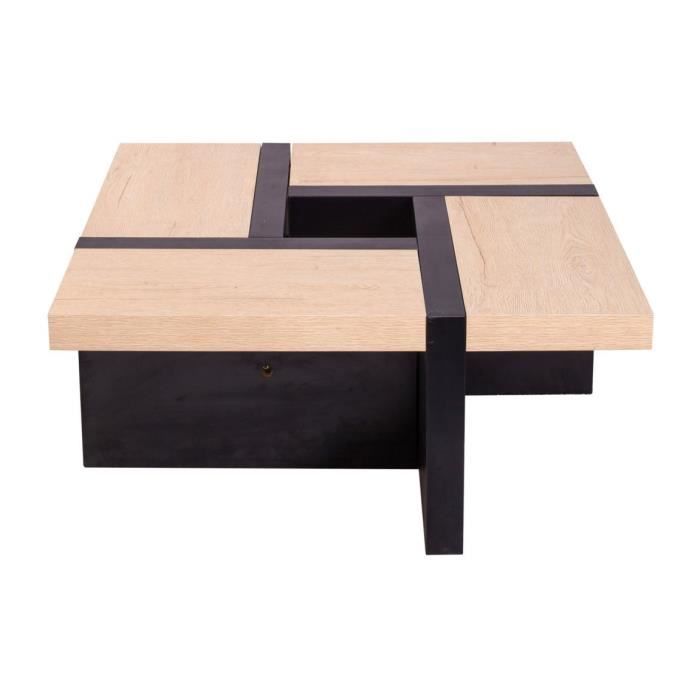 Mobili Rebecca Table Basse Table De Salon Bois Marron Fonce Beige