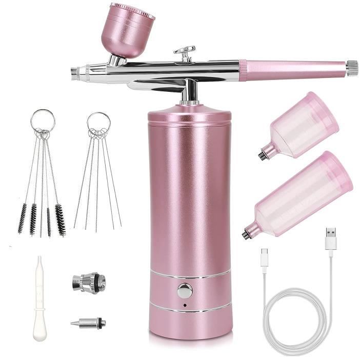 Kit Aérographe Portable Rechargeable Avec Compresseur - Mini Airbrush Sans Fil Idéal Pour Nail Art, Décoration Gâteau, Maquillage, Tatouage Et Modélisme