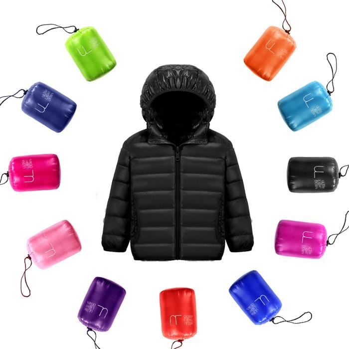 Doudoune Hiver Enfant Garçon Fille - Veste Chaude Coupe-Vent à Capuche Pour Activités Extérieures