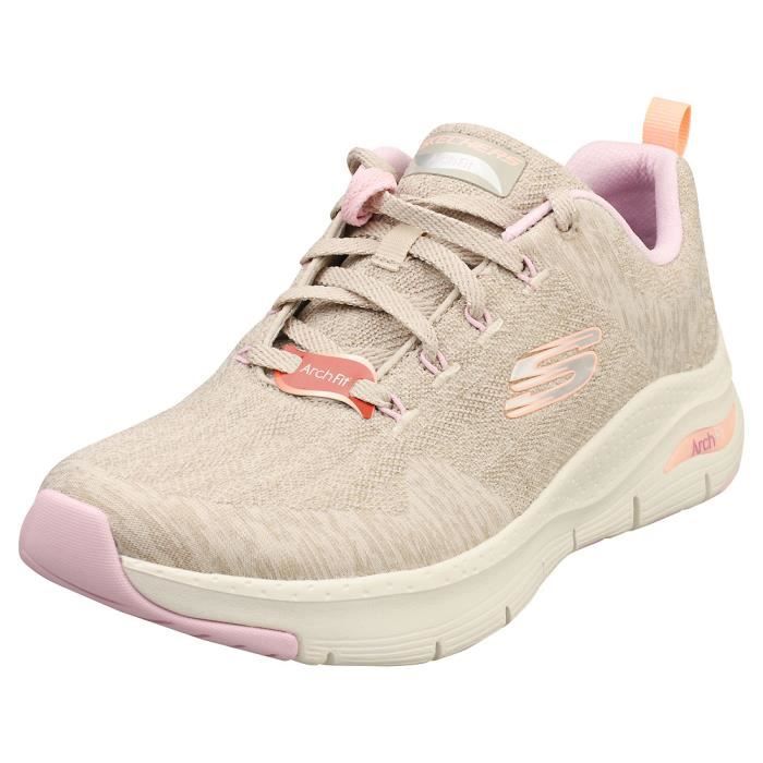 Skechers Baskets - Skechers - ARCH FIT - Femme - Marron Multicolore - Textile - Lacets