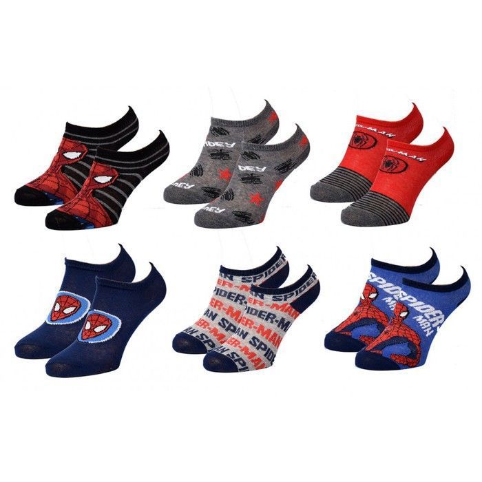 6 Paires De Chaussettes Spider-Man Pour Garçon - Coton - Tailles EU 23-34 - Marvel Avengers