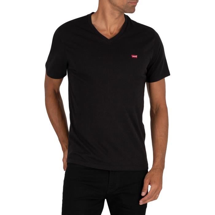 Levi's Pour des hommes T-shirt original à col en V, Noir